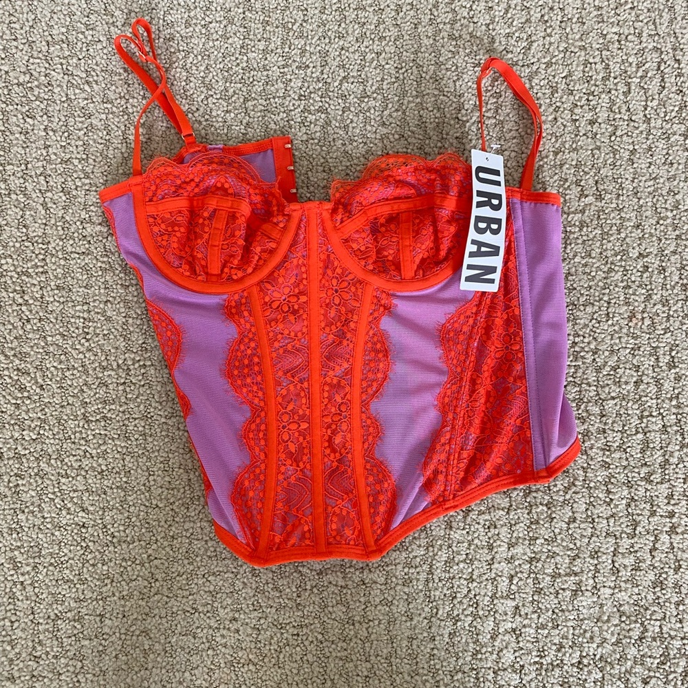 urban outfitters corset top neon